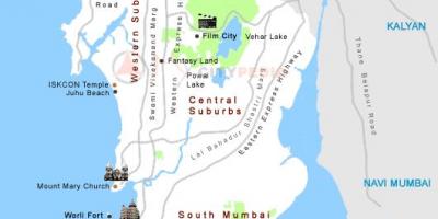 地图孟买的旅游景点