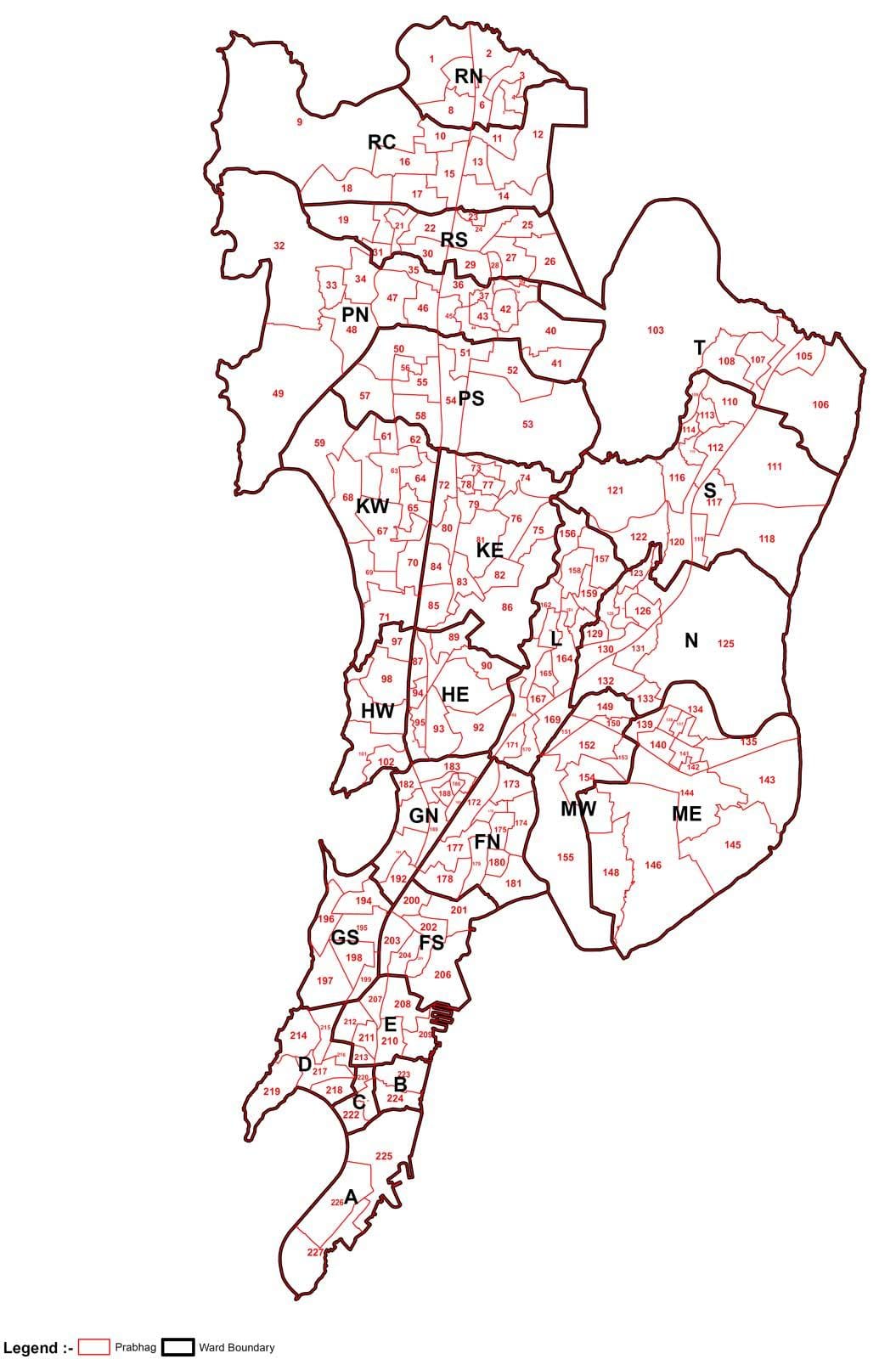病房地图的孟买