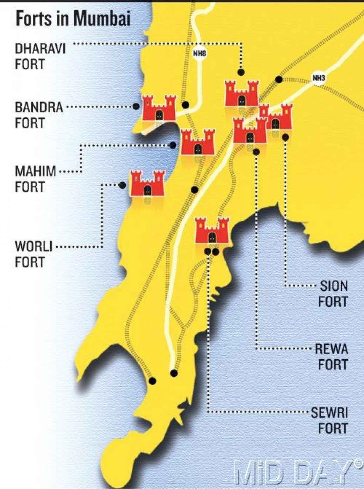 孟买堡地区地图