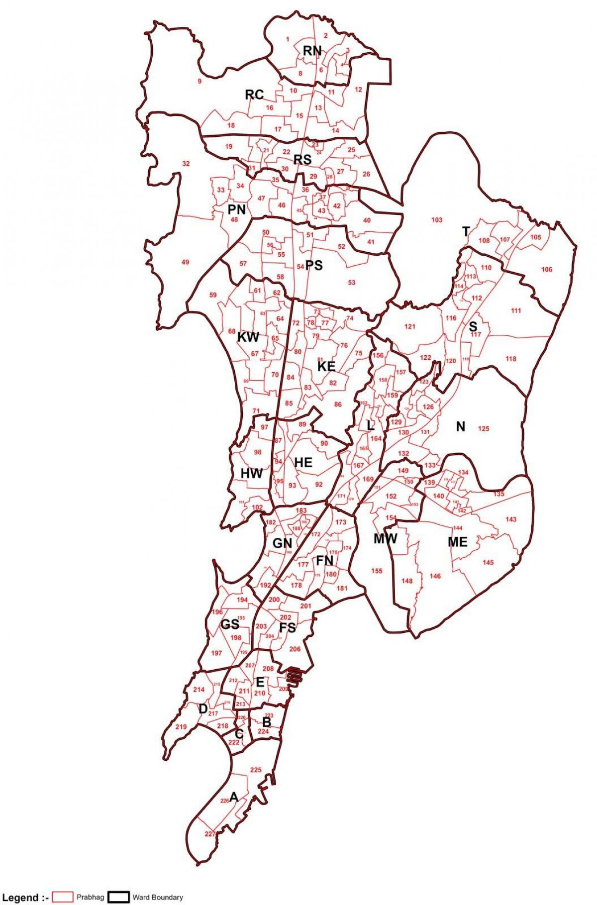 病房地图的孟买
