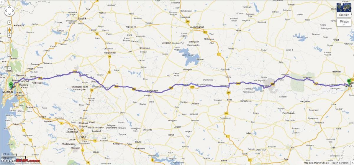 孟买的那格浦尔的高速公路路线图