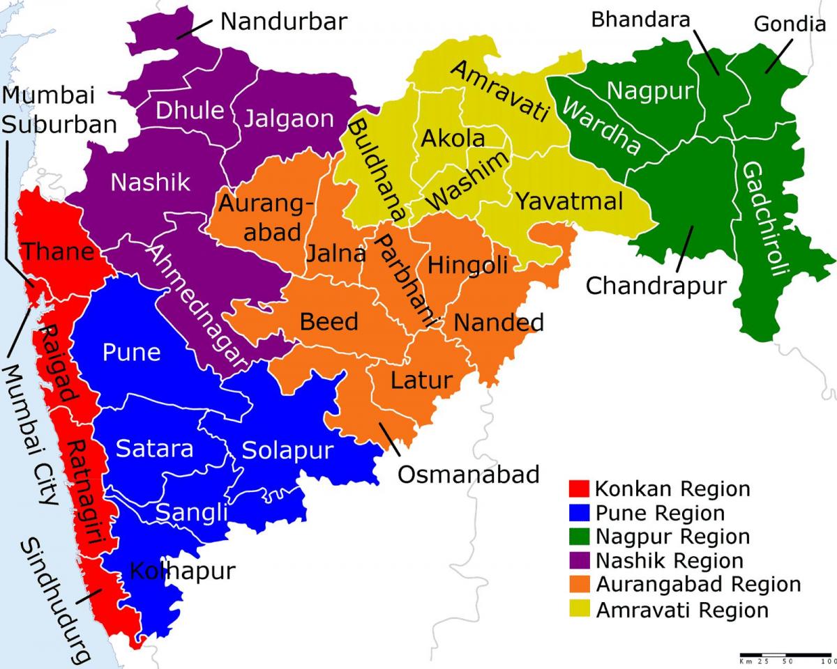地图上的马哈拉施特拉邦的孟买