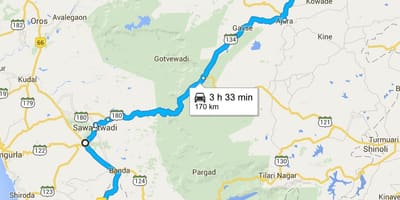 孟买到果阿的公路的地图